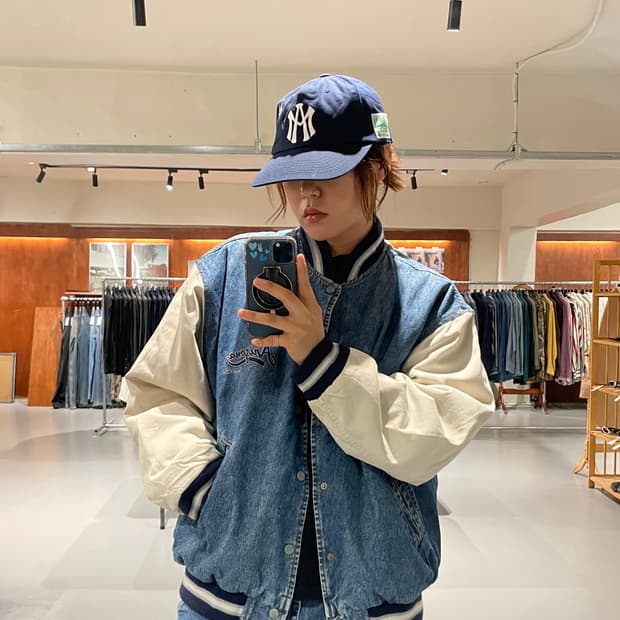 Vintage denim baseball jacket 