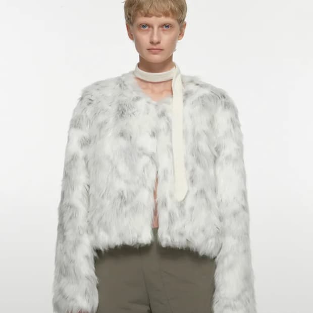 나체 JACQUARD FAUX FUR JACKET CREAM