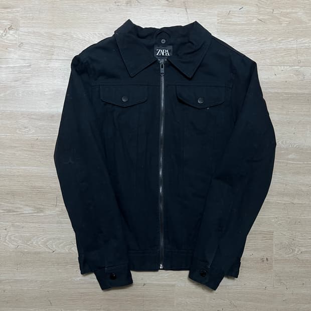 자라 이너퀼팅 안감 코튼 카라 트러커 집업자켓 [블랙] S/90