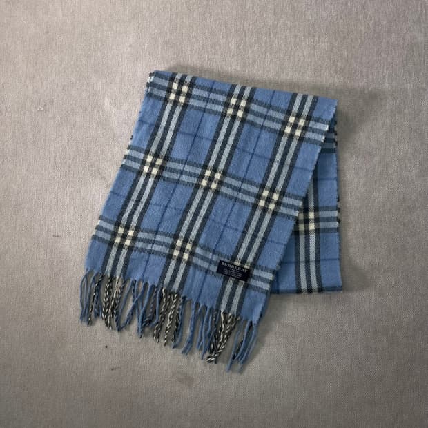 버버리 노바체크 램스울 스카이블루 머플러