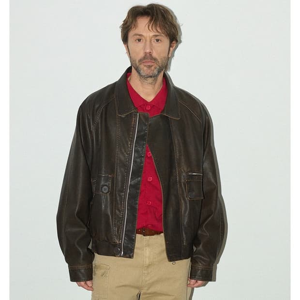 [Partimento] 파르티멘토 워시드 레더 보머 자켓 브라운