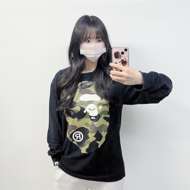 베이프 1st 빅 사루 카모 롱슬리브 블랙