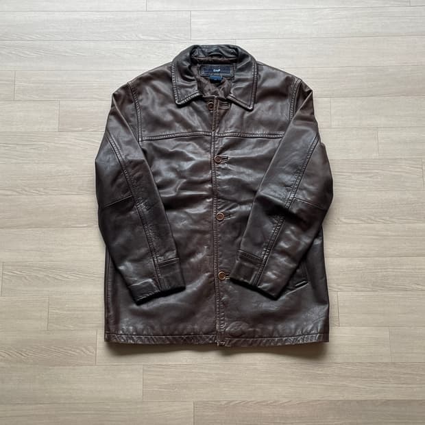 90s 올드갭 레더 카코트 브라운 gap carcoat