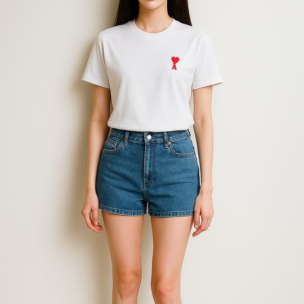 ami 아미. 여자 스몰 하트 코튼 티셔츠_M