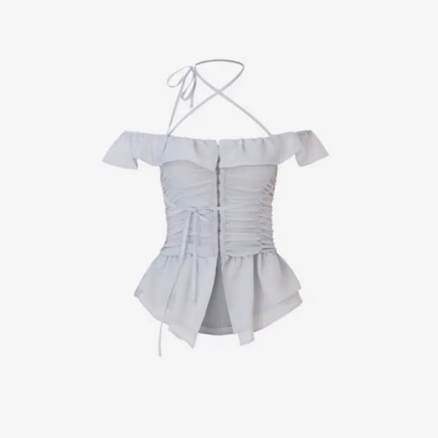 뉴얼린 페어리 쉬폰 블라우스 페일 그레이