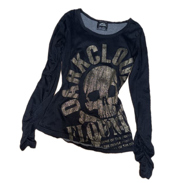 펑크 슬림핏 해골 롱슬리브