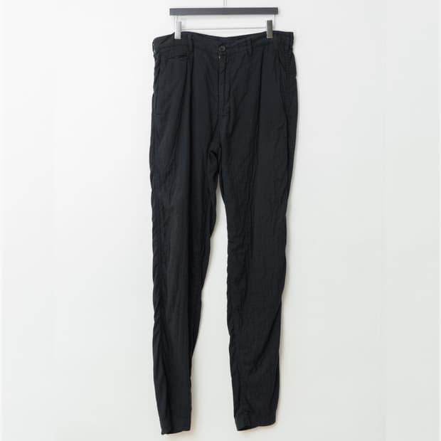 ‘00s Wrinkled Cotton Slacks Black