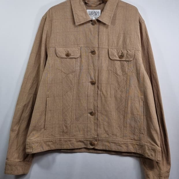 L (77) 에스카다 브라운 체크 자켓