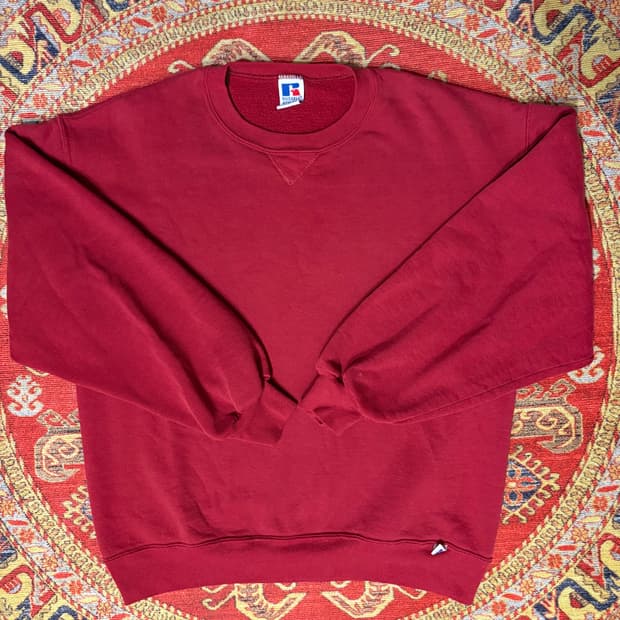 미제 러셀 빈티지 스웻셔츠 딥 레드 l