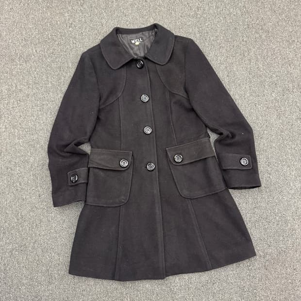 OS)Japanese vintage 여성 울 블랙 코트