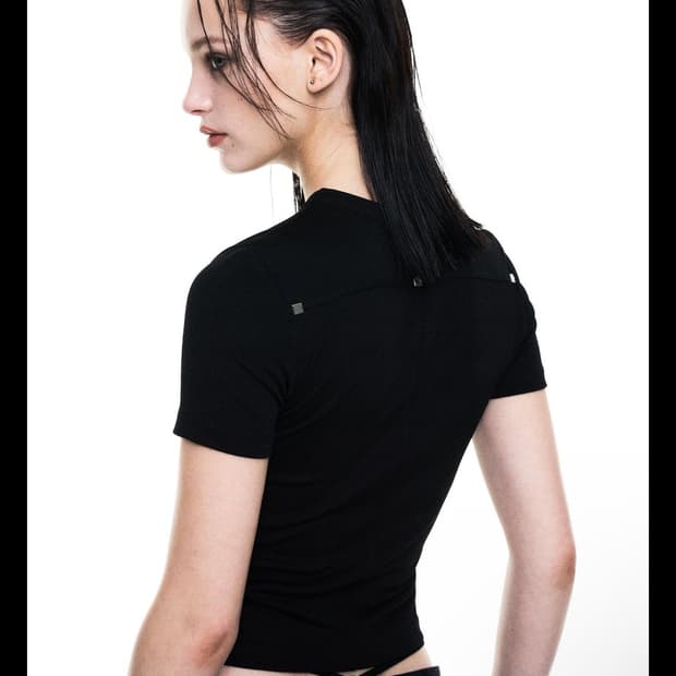트랜센댄스 SYMBOL RIBBED T-SHIRT, BLACK
