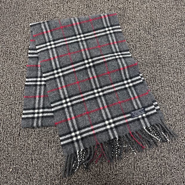 버버리 램스울 체크 머플러 목도리 그레이