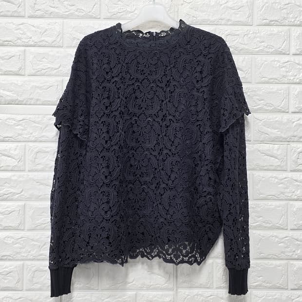 한섬 랑방 네이비 레이스 블라우스 L