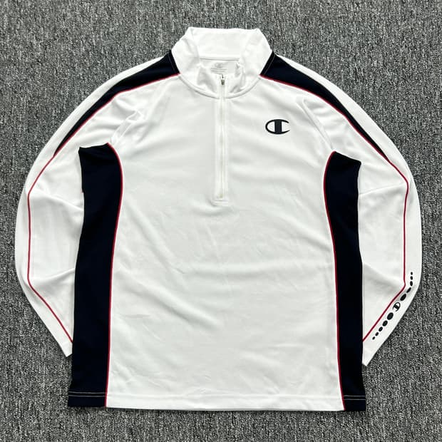 챔피온 일판 하프집업 화이트 슬리브 져지 0