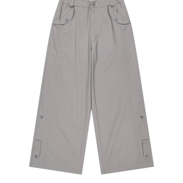 WASHED BUTTON TAB PANTS GREY