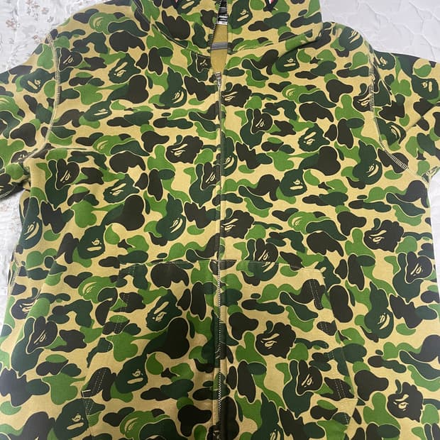 베이프 abc카모 녹계 샤크 후드집업