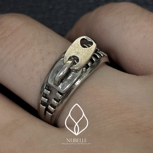 🌗 Antique zip detail ring / 925실버 지퍼 반지