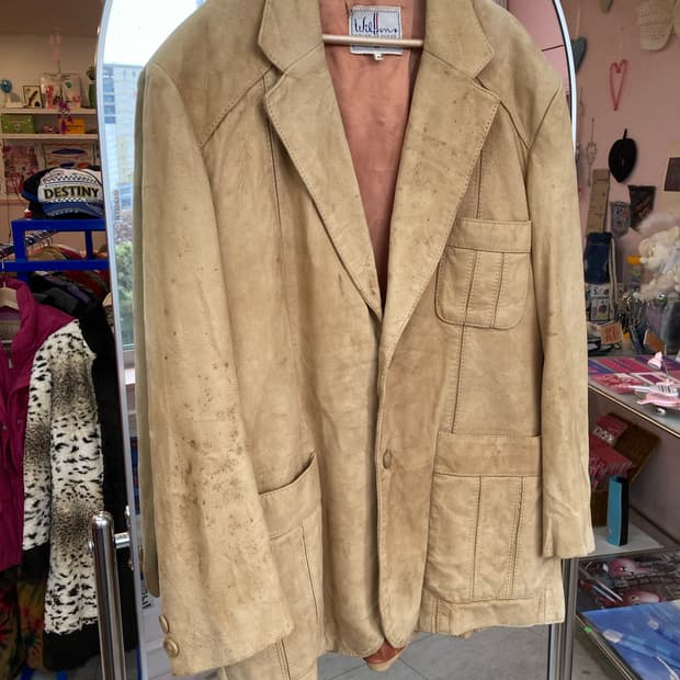 빈티지 베이지 스웨이드 자켓