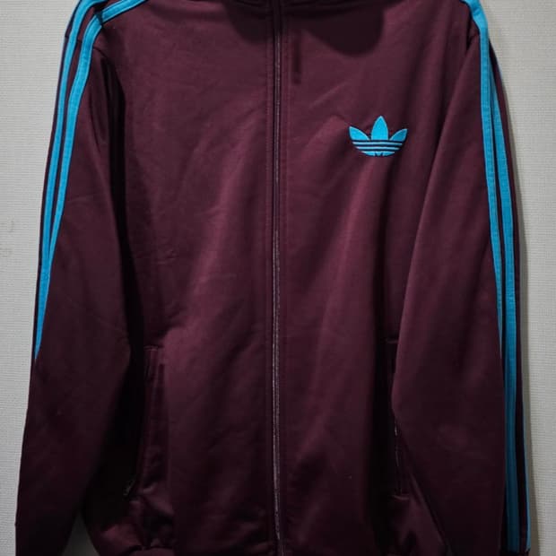 아디다스 파이어버드 버건디 마룬 스카이블루 트랙탑 저지 져지집업 95/M