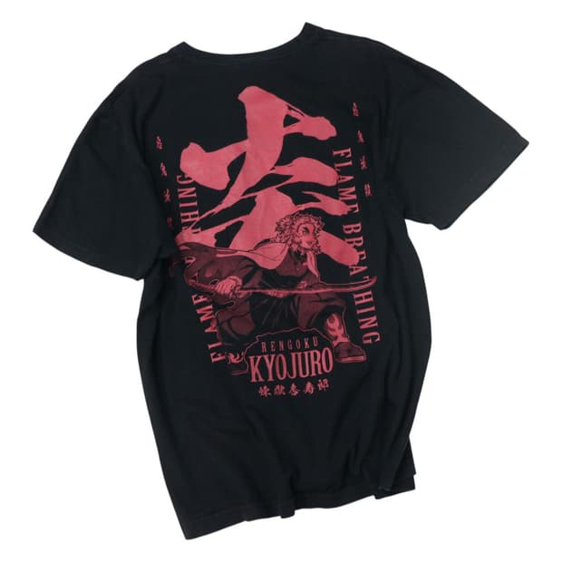 COSPA 귀멸의 칼날 렌고쿠 쿄쥬로 '화염의 호흡' 그래픽티셔츠 (L)