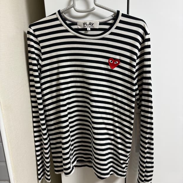 꼼데가르송 PLAY 스트라이프 긴팔 티셔츠  우먼 L