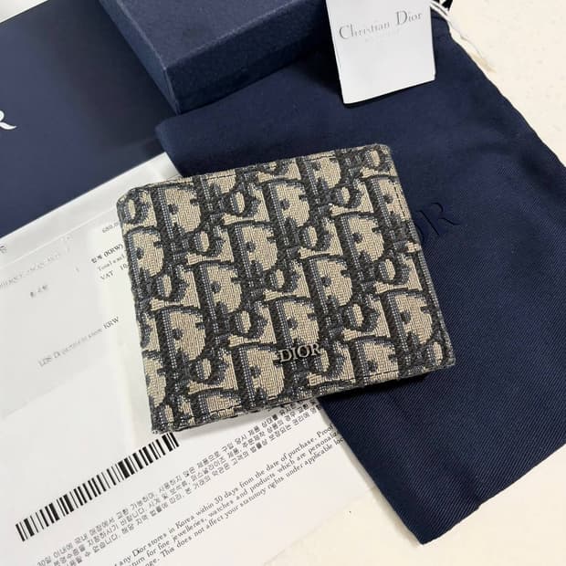 [정품] 디올 오블리크 반지갑 베이지
