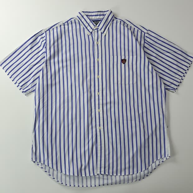 CJ067 XL 폴로 90s 미국판 PRL 엠블럼 마린 스트라이프 셔츠