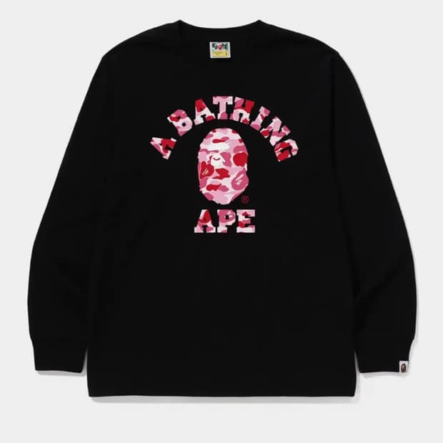 베이프 롱슬리브 블랙x핑크  L