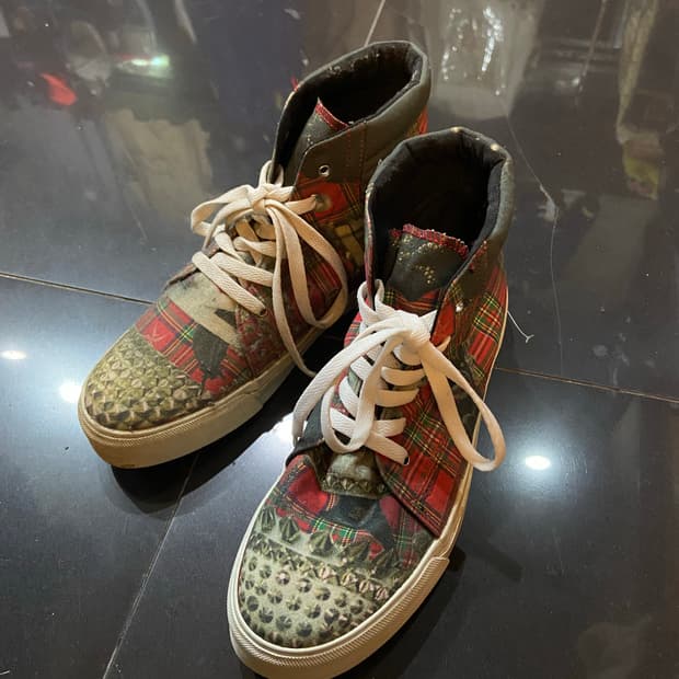 00~10s Roen 로엔 메탈 스터드 체크 패턴 하이탑