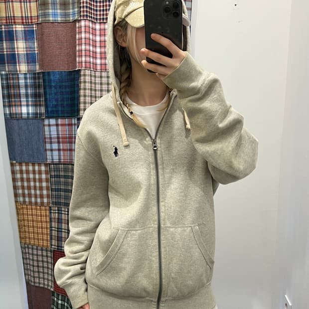 폴로 그레이 후드집업