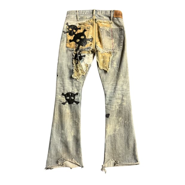 LGB Crazy Wolf Skull Patch Jeans
