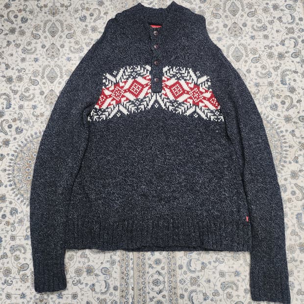 IZOD 아이조드 노르딕 패턴 버튼 니트 (105-110)