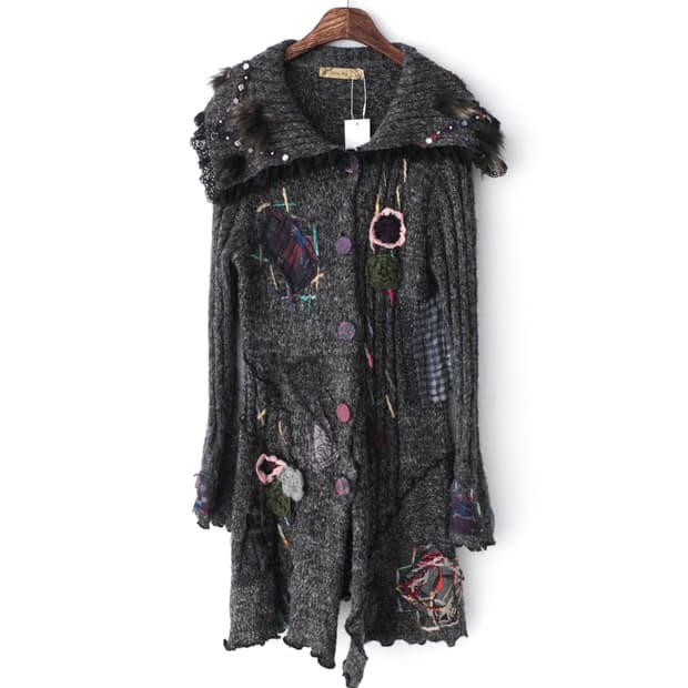 grunge patchwork long cardigun