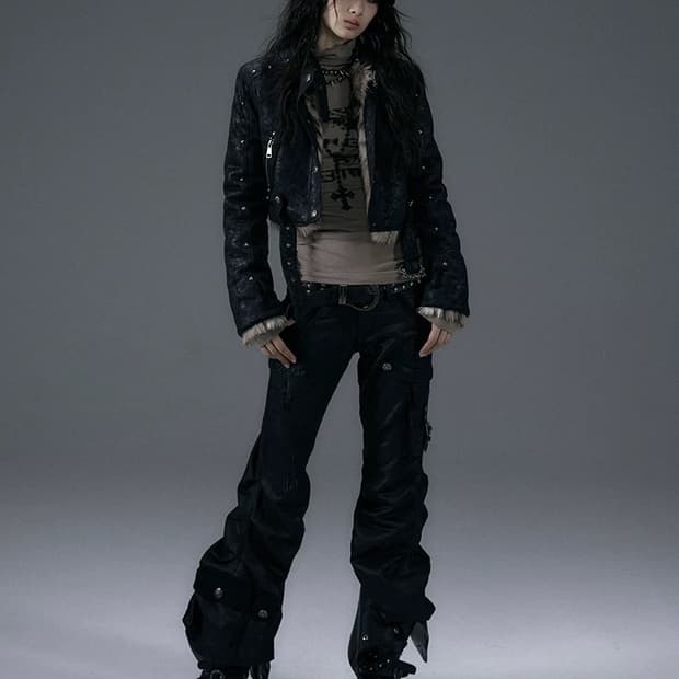 No romance 페이크레더 부츠컷가죽팬츠 m