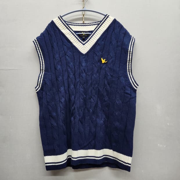 와릿이즌 로고 케이블 니트 조끼 M(L) 남여공용