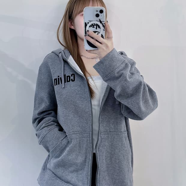 캘빈클라인 그레이 후드집업