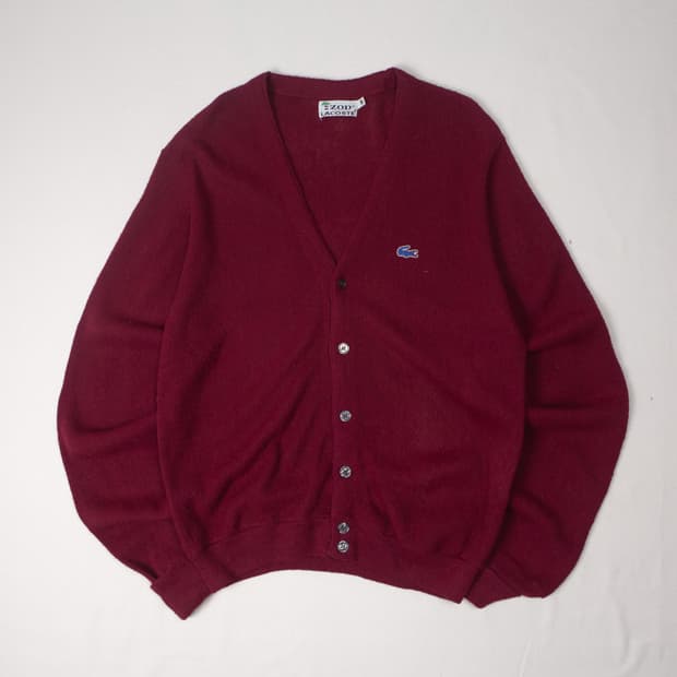 70s IZOD 라코스테 아크릴 가디건 버건디