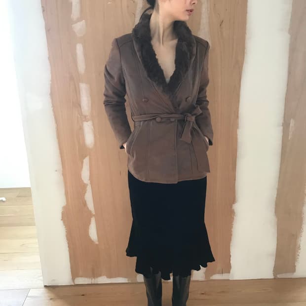 vintage button fur jacket