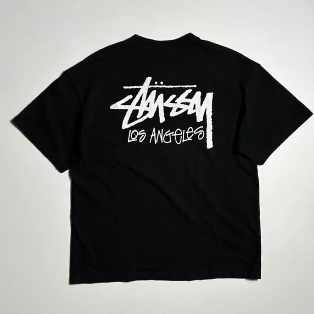 스투시 STUSSY 스탁 로스앤젤레스 블랙 코튼 반팔 티셔츠 R2469
