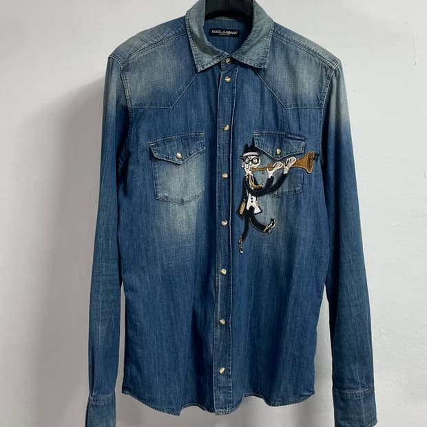 돌체앤가바나 워시드 데님 셔츠 (on.614)  