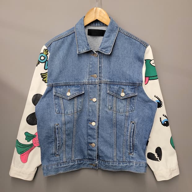 Stylenanda 스타일난다 퍼니 프린팅 데님 자켓