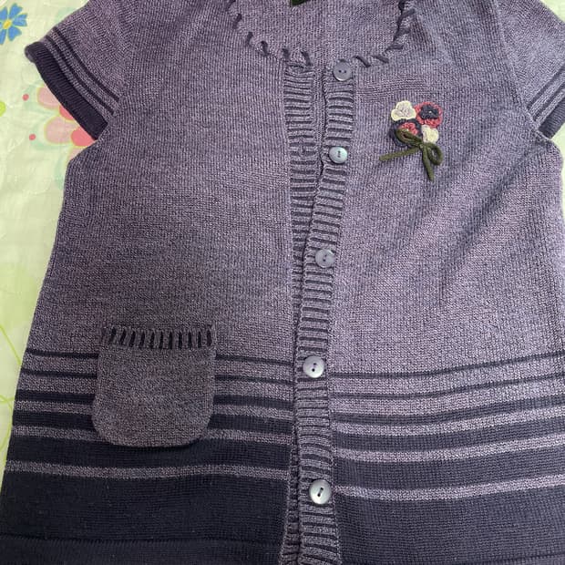 니트반팔가디건