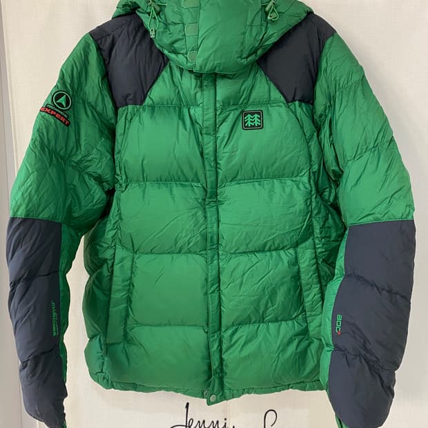 코오롱 800 필파워 구스다운 패딩 그린