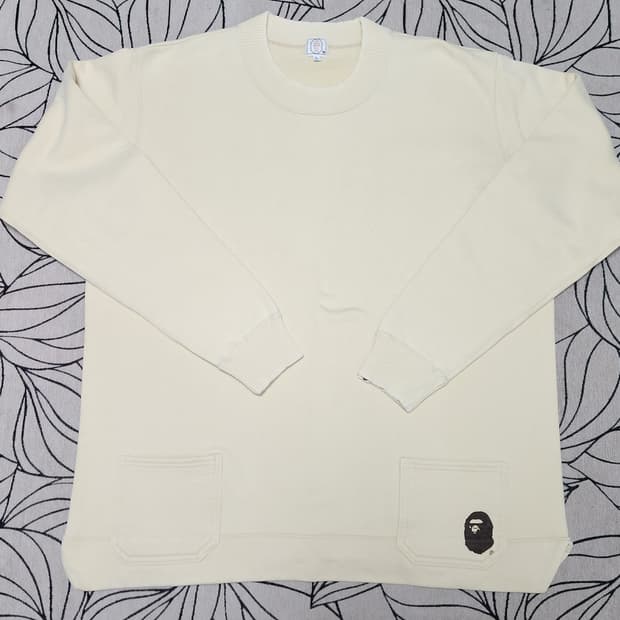 90s 초기형 A Bathing Ape 크루넥 스웨트셔츠 L 카스타드
