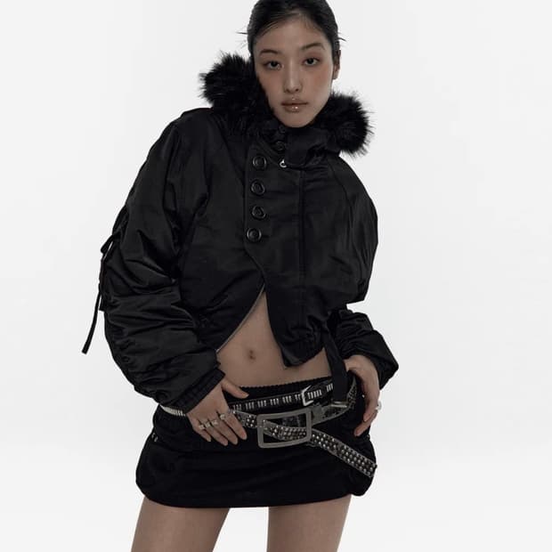 카시코 후디드 크롭 봄버 S