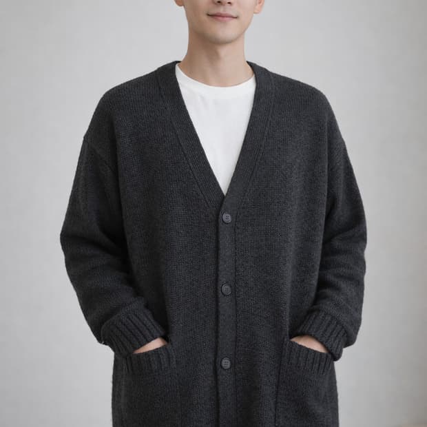 (드라이클리닝)앤듀 롱니트 가디건 free 루즈핏 차콜그레이 가디건