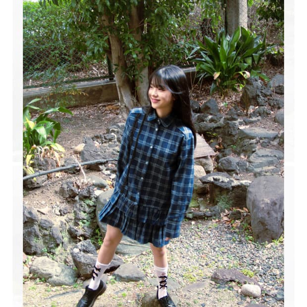 인앤양인하모니 체크 셔츠 원피스