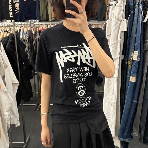 S)스투시 빈티지 월드투어 로고 반팔