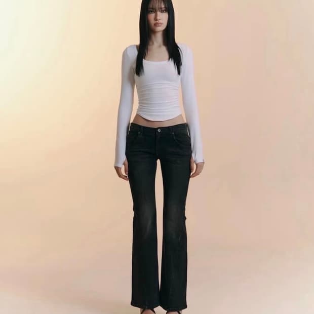 플리즈노팔로우 빈티지 워싱 부츠컷 데님