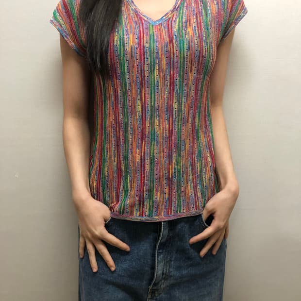 빈티지 비비드 컬러 믹스 니트